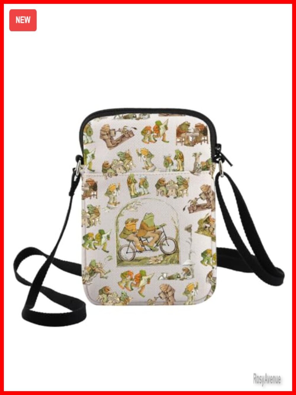 Canvas Crossbody Bag Frog Toad Cartoon 3D Print Shoulder Bag
